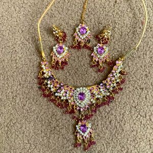 Purple and Gold Full Indian Jewelry Set